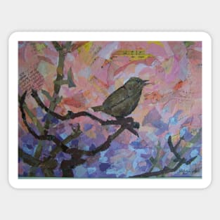 Wren singing at dawn Sticker